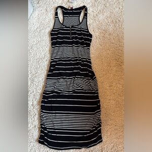 New Guess black white midi dress stretchy small ruching soft